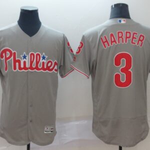 Men Philadelphia Phillies #3 Bryce Harper Grey Flex Base Stitched MLB Jersey