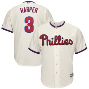 Men Philadelphia Phillies #3 Bryce Harper Majestic White Cool Base Stitched MLB Jersey