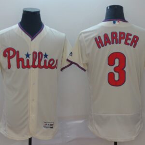 Men Philadelphia Phillies #3 Bryce Harper Majestic White Flex Base Stitched MLB Jersey