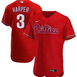 Men Philadelphia Phillies Red #3 Bryce Harper Flex Base Stitched MLB Jersey