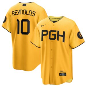 Men Pittsburgh Pirates #10 Bryan Reynolds Gold 2023 City Connect Stitched Jersey