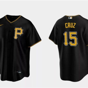 Men Pittsburgh Pirates #15 Oneil Cruz Black Cool Base Stitched Baseball Jersey