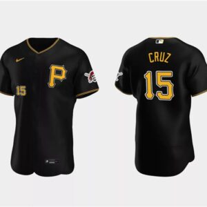 Men Pittsburgh Pirates #15 Oneil Cruz Black Flex Base Stitched Baseball Jersey