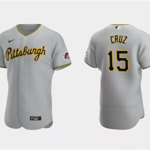 Men Pittsburgh Pirates #15 Oneil Cruz Gray Flex Base Stitched Baseball Jersey