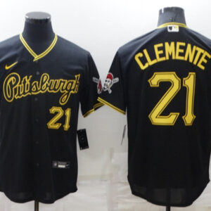 Men Pittsburgh Pirates #21 Roberto Clemente Black Cool Base Stitched Jersey