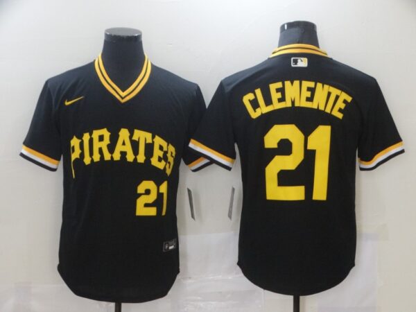 Men Pittsburgh Pirates #21 Roberto Clemente Black Cool Base Stitched MLB Jersey