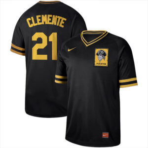 Men Pittsburgh Pirates #21 Roberto Clemente Black Cooperstown Collection LegendStitched MLB Jersey