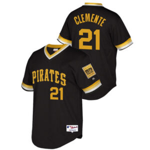 Men Pittsburgh Pirates #21 Roberto Clemente Black Stitched Jersey