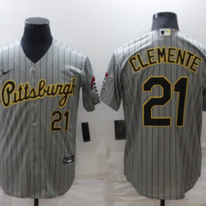 Men Pittsburgh Pirates #21 Roberto Clemente Dark Grey Cool Base Stitched Jersey