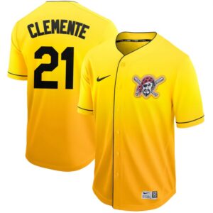 Men Pittsburgh Pirates #21 Roberto Clemente Gold Fade Stitched MLB Jersey