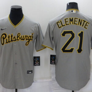 Men Pittsburgh Pirates #21 Roberto Clemente Grey Cool Base Stitched Jersey