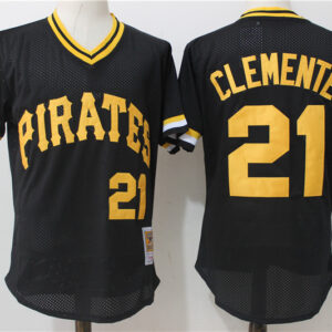 Men Pittsburgh Pirates #21 Roberto Clemente Mitchell & Ness Black 1982 Cooperstown Collection Mesh Batting Practice Stitched MLB Jersey