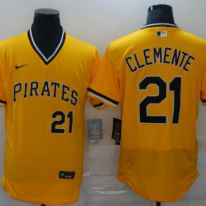 Men Pittsburgh Pirates #21 Roberto Clemente Yellow Flex Base Stitched MLB Jersey