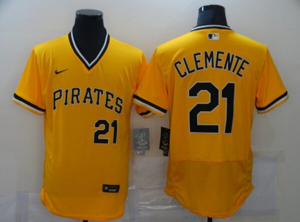 Men Pittsburgh Pirates #21 Roberto Clemente Yellow Flex Base Stitched MLB Jersey