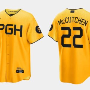 Men Pittsburgh Pirates #22 Andrew McCutchen Gold 2023 City Connect Stitched Jersey