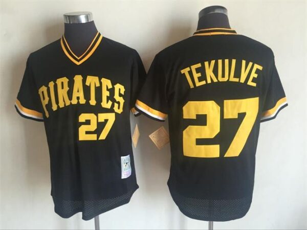 Men Pittsburgh Pirates #27 Kent Tekulve Black Throwback Stitched MLB Jerseys