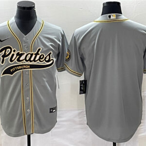 Men Pittsburgh Pirates Blank Gray Cool Base Stitched Baseball Jersey