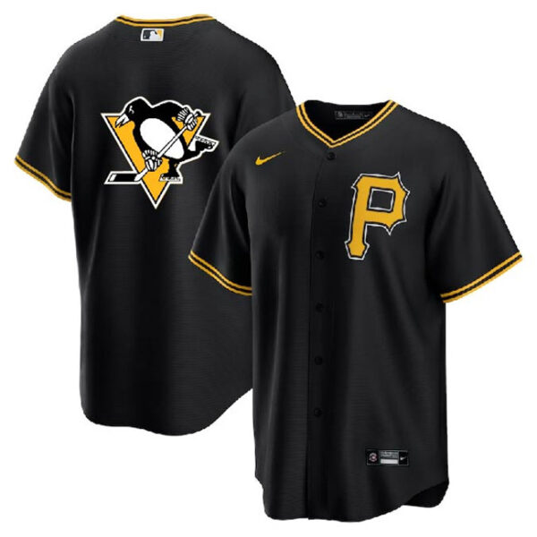 Men Pittsburgh Pirates & Penguins Black Cool Base Stitched Jersey