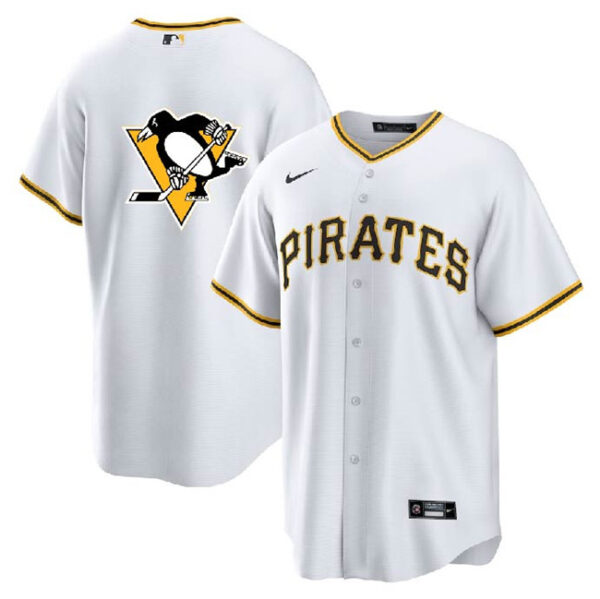 Men Pittsburgh Pirates & Penguins White Cool Base Stitched Jersey