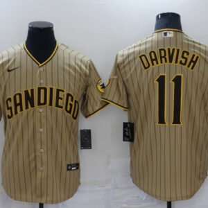 Men San Diego Padres #11 Yu Darvish Brown Cool Base Stitched Jersey