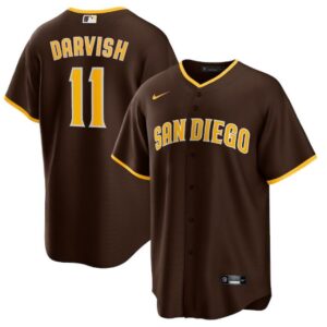 Men San Diego Padres #11 Yu Darvish Brown Cool Base Stitched Jersey