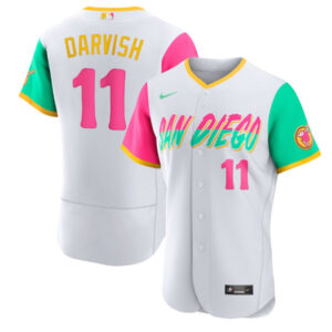 Men San Diego Padres #11 Yu Darvish White 2022 City Connect Flex Base Stitched Baseball Jersey