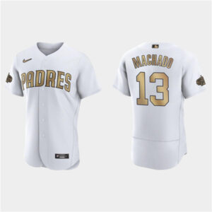 Men San Diego Padres #13 Manny Machado 2022 All-Star White Flex Base Stitched Baseball Jersey