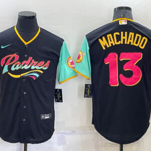 Men San Diego Padres #13 Manny Machado 2022 Black City Connect Cool Base Stitched Jersey