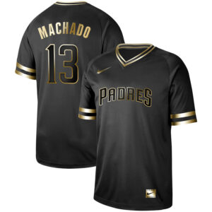 Men San Diego Padres #13 Manny Machado Black Gold Stitched MLB Jersey