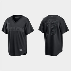 Men San Diego Padres #13 Manny Machado Black Pitch Black Fashion Replica Stitched Jersey