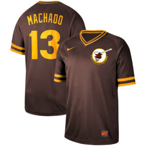 Men San Diego Padres #13 Manny Machado Coffee Cooperstown Collection Legend Stitched MLB Jersey