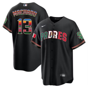 Men San Diego Padres #13 Manny Machado Mexico Black Cool Base Stitched Baseball Jersey