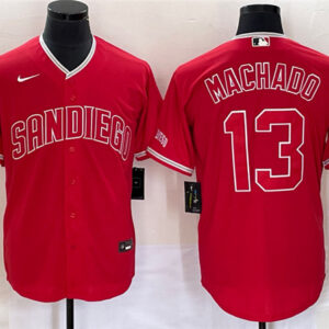 Men San Diego Padres #13 Manny Machado Red Cool Base Stitched Baseball Jersey