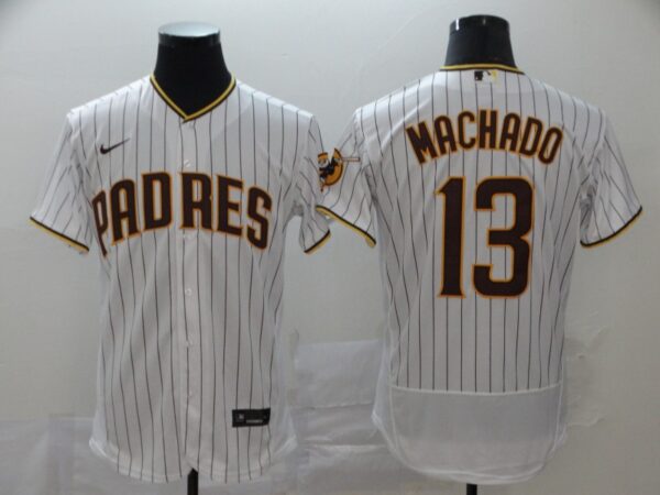 Men San Diego Padres #13 Manny Machado White Flex Base Stitched MLB Jersey