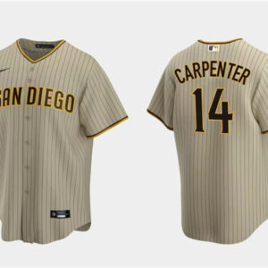 Men San Diego Padres #14 Matt Carpenter Tan Cool Base Stitched Jersey