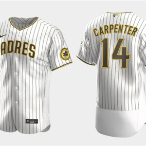 Men San Diego Padres #14 Matt Carpenter White Flex Base Stitched Baseball Jersey