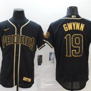 Men San Diego Padres #19 Tony Gwynn Black Golden Flex Base Stitched MLB Jersey