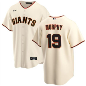 Men San Francisco Giants #19 Tom Murphy Cream Cool Base Stitched Jersey