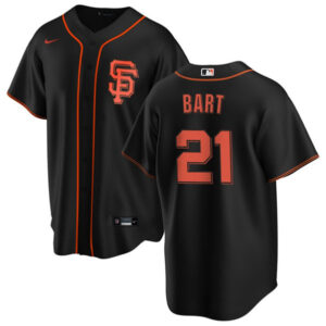 Men San Francisco Giants #21 Joey Bart Black Cool Base Stitched Jersey