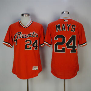 Men San Francisco Giants #24 Willie Mays Orange Throwback Flexbase Stitched MLB Jersey