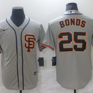 Men San Francisco Giants #25 Barry Bonds Gray Cool Base Stitched MLB Jersey