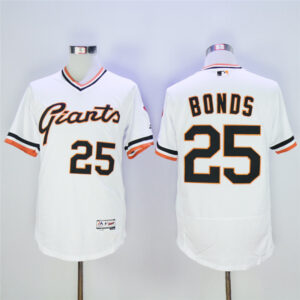 Men San Francisco Giants #25 Barry Bonds White Throwback Flexbase Stitched MLB Jersey