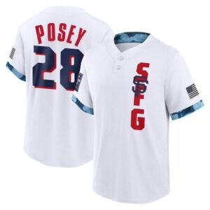 Men San Francisco Giants #28 Buster Posey 2021 White All-Star Cool Base Stitched Baseball Jersey