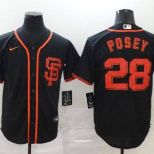 Men San Francisco Giants #28 Buster Posey Black Cool Base Stitched MLB Jersey