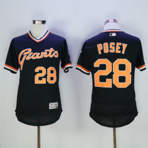 Men San Francisco Giants #28 Buster Posey Black Throwback Flexbase Stitched MLB Jersey