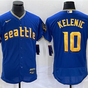 Men Seattle Mariners #10 Jarred Kelenic Royal 2023 City Connect Flex Base Stitched Jersey