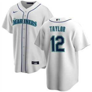 Men Seattle Mariners #12 Samad Taylor White Cool Base Stitched jersey