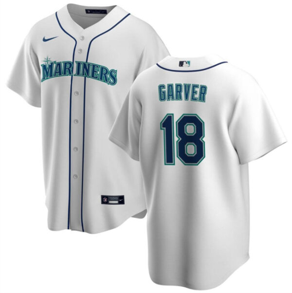 Men Seattle Mariners #18 Mitch Garver White Cool Base Stitched jersey