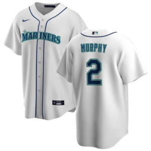 Men Seattle Mariners #2 Tom Murphy White Cool Base Stitched jersey