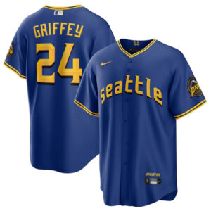 Men Seattle Mariners #24 Ken Griffey Jr. Royal 2023 City Connect Cool Base Stitched Baseball Jersey